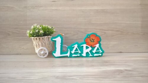Nome em MDF - Peça de mesa Tema MOANA - Lara 12 cm