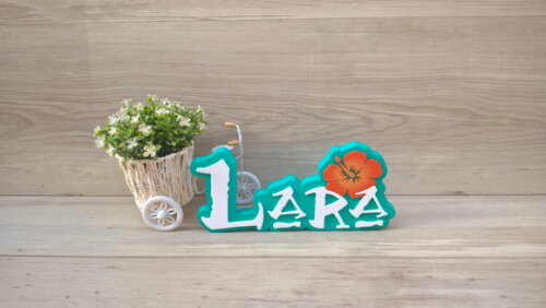 Nome em MDF - Peça de mesa Tema MOANA - Lara 12 cm