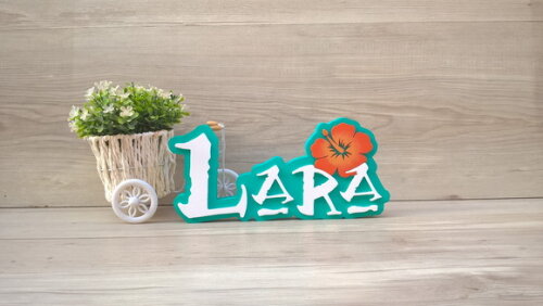 Nome em MDF - Peça de mesa Tema MOANA - Lara 12 cm