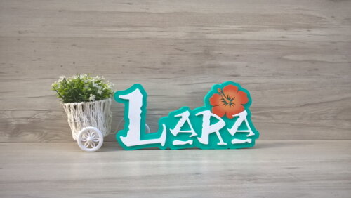 Nome em MDF - Peça de mesa Tema MOANA - Lara 15 cm