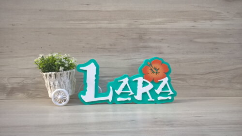 Nome em MDF - Peça de mesa Tema MOANA - Lara 15 cm