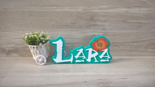 Nome em MDF - Peça de mesa Tema MOANA - Lara 15 cm