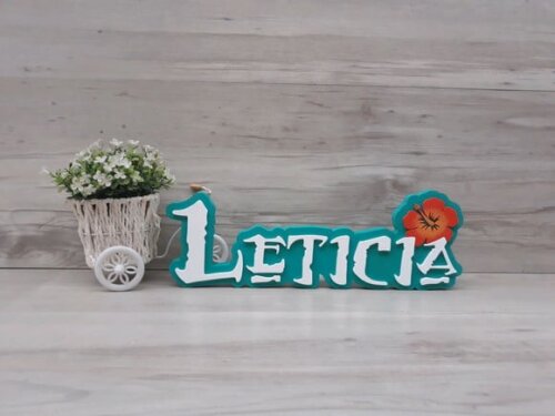 Nome em MDF - Peça de mesa Tema MOANA - Leticia 12 cm
