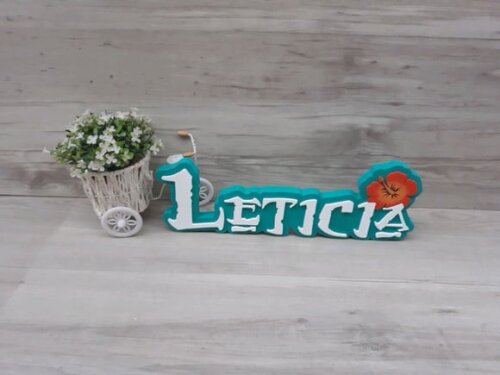 Nome em MDF - Peça de mesa Tema MOANA - Leticia 12 cm