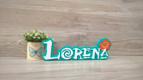 Nome em MDF - Peça de mesa Tema MOANA - Lorena 12 cm