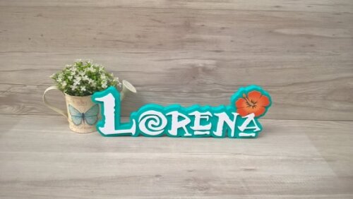 Nome em MDF - Peça de mesa Tema MOANA - Lorena 12 cm