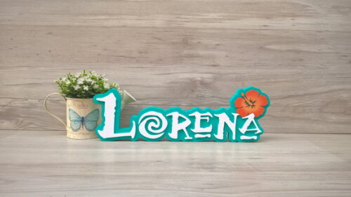 Nome em MDF - Peça de mesa Tema MOANA - Lorena 12 cm