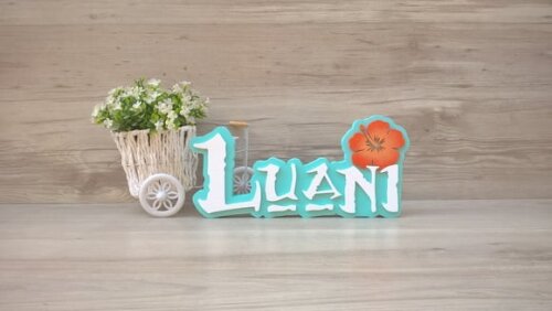 Nome em MDF - Peça de mesa Tema MOANA - Luani 12 cm