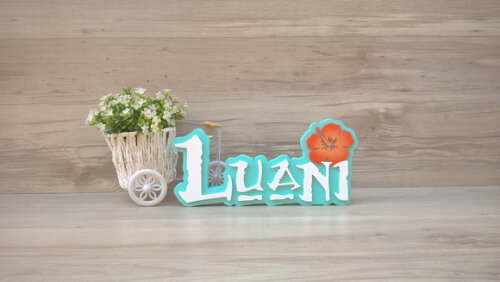 Nome em MDF - Peça de mesa Tema MOANA - Luani 12 cm