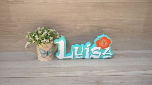 Nome em MDF - Peça de mesa Tema MOANA - Luísa 12 cm