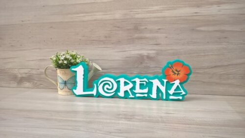Nome em MDF - Peça de mesa Tema MOANA - Lorena 12 cm