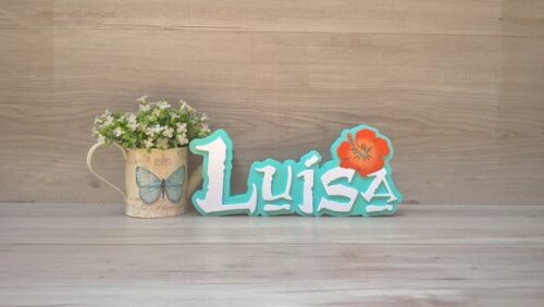 Nome em MDF - Peça de mesa Tema MOANA - Luísa 12 cm