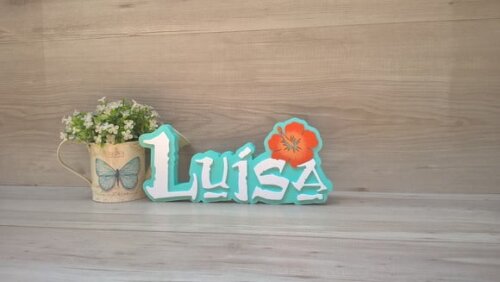 Nome em MDF - Peça de mesa Tema MOANA - Luísa 12 cm