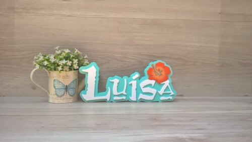 Nome em MDF - Peça de mesa Tema MOANA - Luísa 12 cm