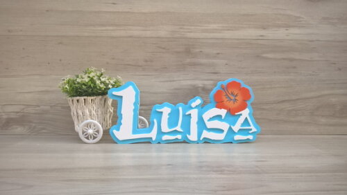 Nome em MDF - Peça de mesa Tema MOANA - Luísa 15 cm