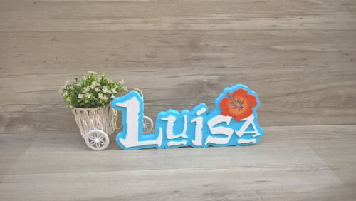 Nome em MDF - Peça de mesa Tema MOANA - Luísa 15 cm