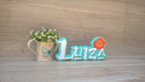 Nome em MDF - Peça de mesa Tema MOANA - Luiza 12 cm