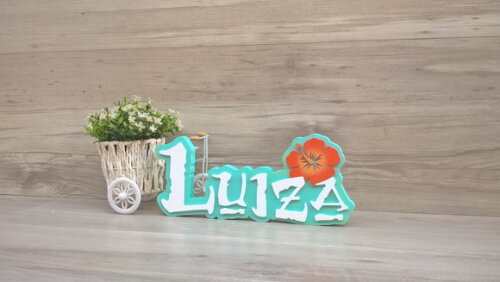 Nome em MDF - Peça de mesa Tema MOANA - Luiza 12 cm