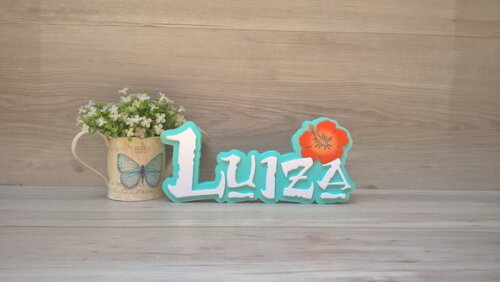 Nome em MDF - Peça de mesa Tema MOANA - Luiza 12 cm