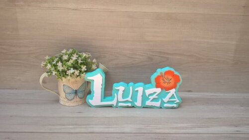 Nome em MDF - Peça de mesa Tema MOANA - Luiza 12 cm