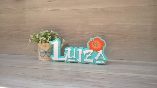 Nome em MDF - Peça de mesa Tema MOANA - Luiza 12 cm