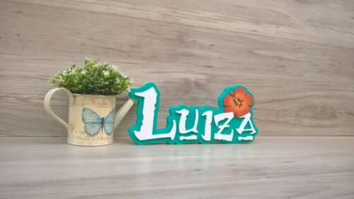 Nome em MDF - Peça de mesa Tema MOANA - Luiza 12 cm