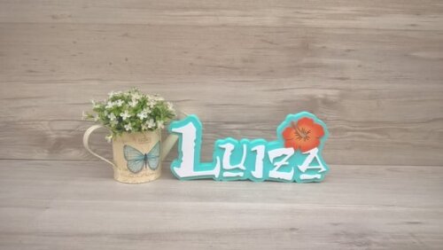 Nome em MDF - Peça de mesa Tema MOANA - Luiza 12 cm