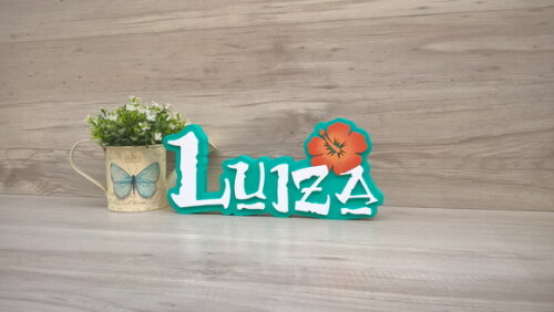 Nome em MDF - Peça de mesa Tema MOANA - Luiza 12 cm