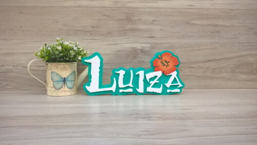 Nome em MDF - Peça de mesa Tema MOANA - Luiza 12 cm