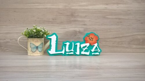 Nome em MDF - Peça de mesa Tema MOANA - Luiza 12 cm