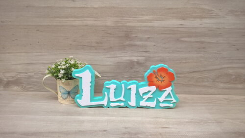 Nome em MDF - Peça de mesa Tema MOANA - Luiza 15 cm