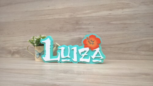 Nome em MDF - Peça de mesa Tema MOANA - Luiza 15 cm