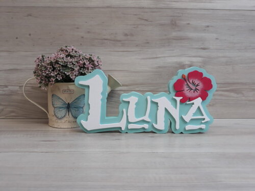 Nome em MDF - Peça de mesa Tema MOANA - Luna 12 cm