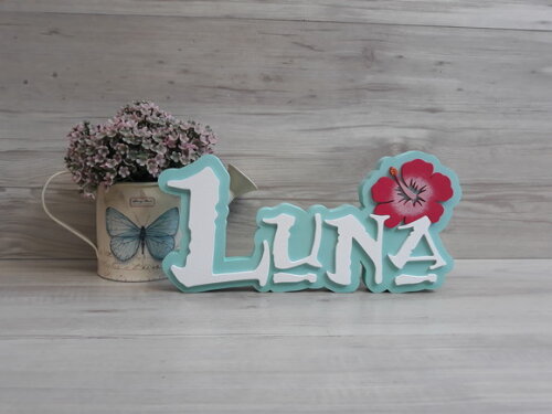 Nome em MDF - Peça de mesa Tema MOANA - Luna 12 cm