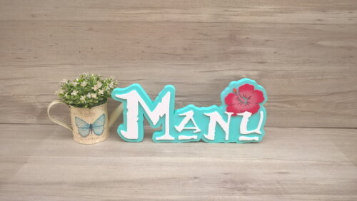 Nome em MDF - Peça de mesa Tema MOANA - Manu 15 cm