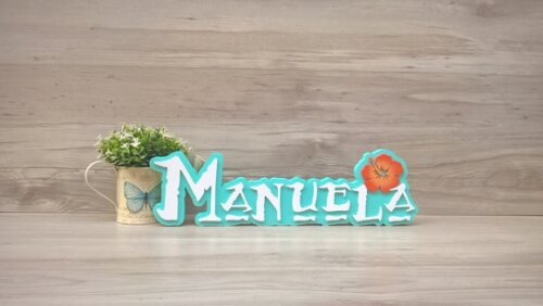 Nome em MDF - Peça de mesa Tema MOANA - Manuela 12 cm