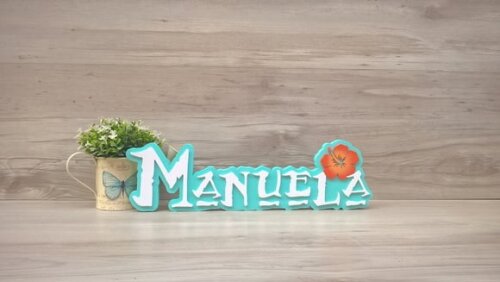 Nome em MDF - Peça de mesa Tema MOANA - Manuela 12 cm