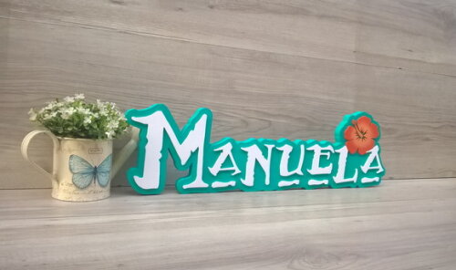 Nome em MDF - Peça de mesa Tema MOANA - Manuela 15 cm