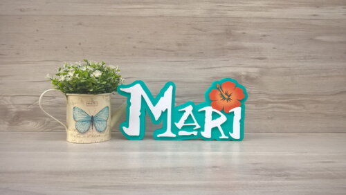 Nome em MDF - Peça de mesa Tema MOANA - Mari 12 cm