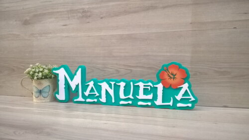 Nome em MDF - Peça de mesa Tema MOANA - Manuela 15 cm
