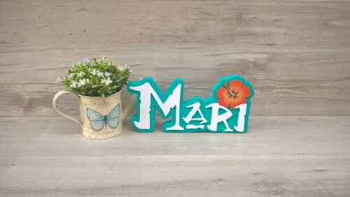 Nome em MDF - Peça de mesa Tema MOANA - Mari 12 cm