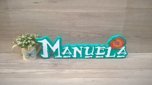 Nome em MDF - Peça de mesa Tema MOANA - Manuela 15 cm