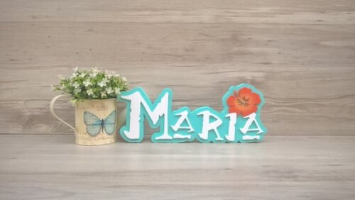 Nome em MDF - Peça de mesa Tema MOANA - Maria 12 cm