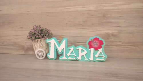 Nome em MDF - Peça de mesa Tema MOANA - Maria 12 cm
