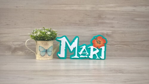 Nome em MDF - Peça de mesa Tema MOANA - Mari 12 cm
