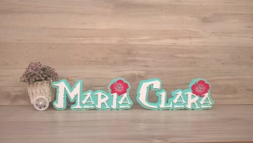 Nome em MDF - Peça de mesa Tema MOANA - Maria Clara 12 cm