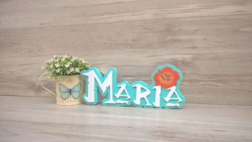 Nome em MDF - Peça de mesa Tema MOANA - Maria 12 cm