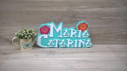 Nome em MDF - Peça de mesa Tema MOANA - Maria Catarina 20 cm