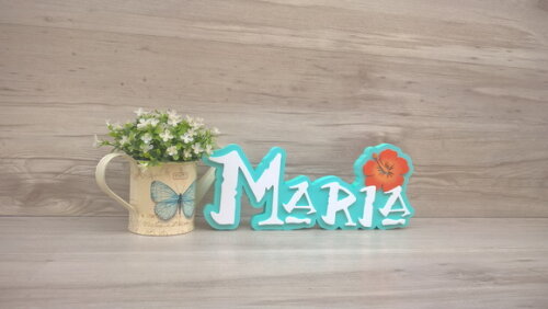 Nome em MDF - Peça de mesa Tema MOANA - Maria 12 cm