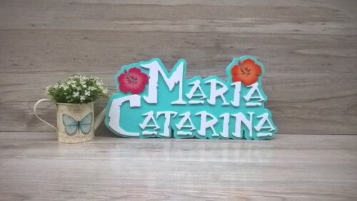 Nome em MDF - Peça de mesa Tema MOANA - Maria Catarina 20 cm